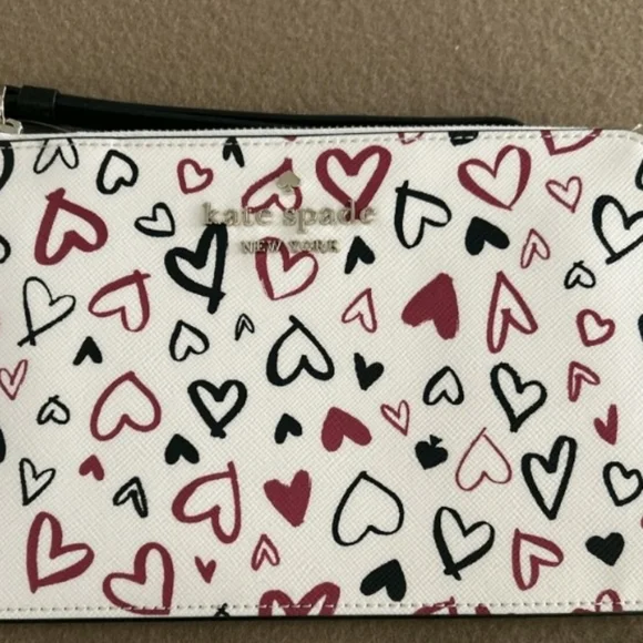NWT NEW Kate Spade New York ♠️ Cameron Scribble Hearts Wristlet Wallet - Picture 2 of 8